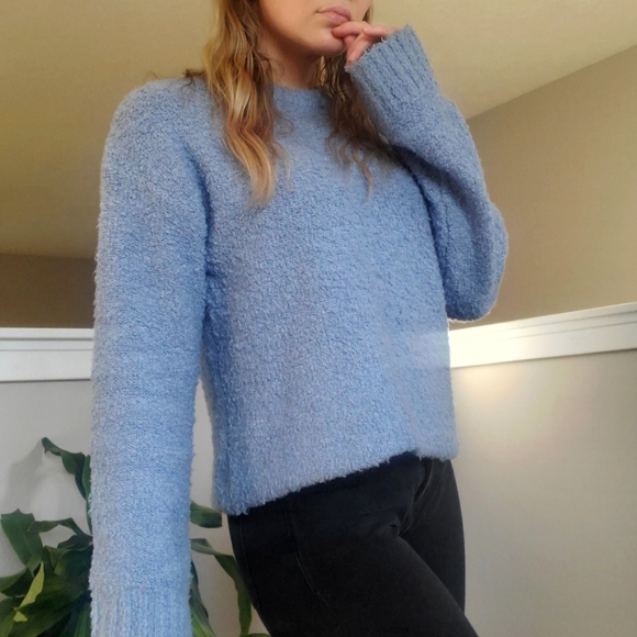 Abound Bouncle Knit Fuzzy Sweater Baby Blue Size Small - Picture 5 of 10